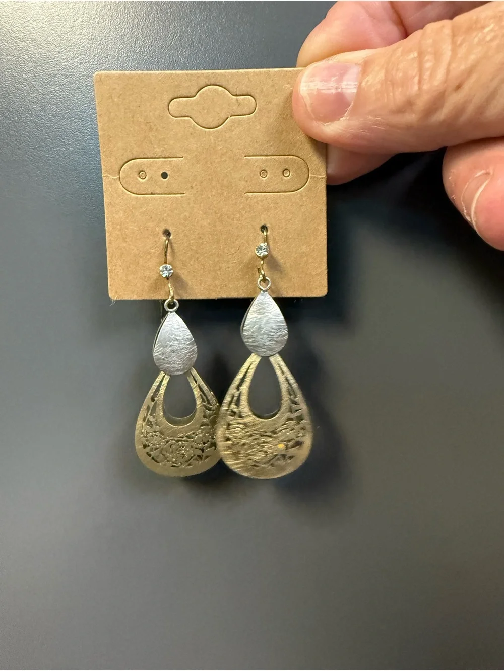 Gold-Tone Filigree Teardrop Dangle Earrings